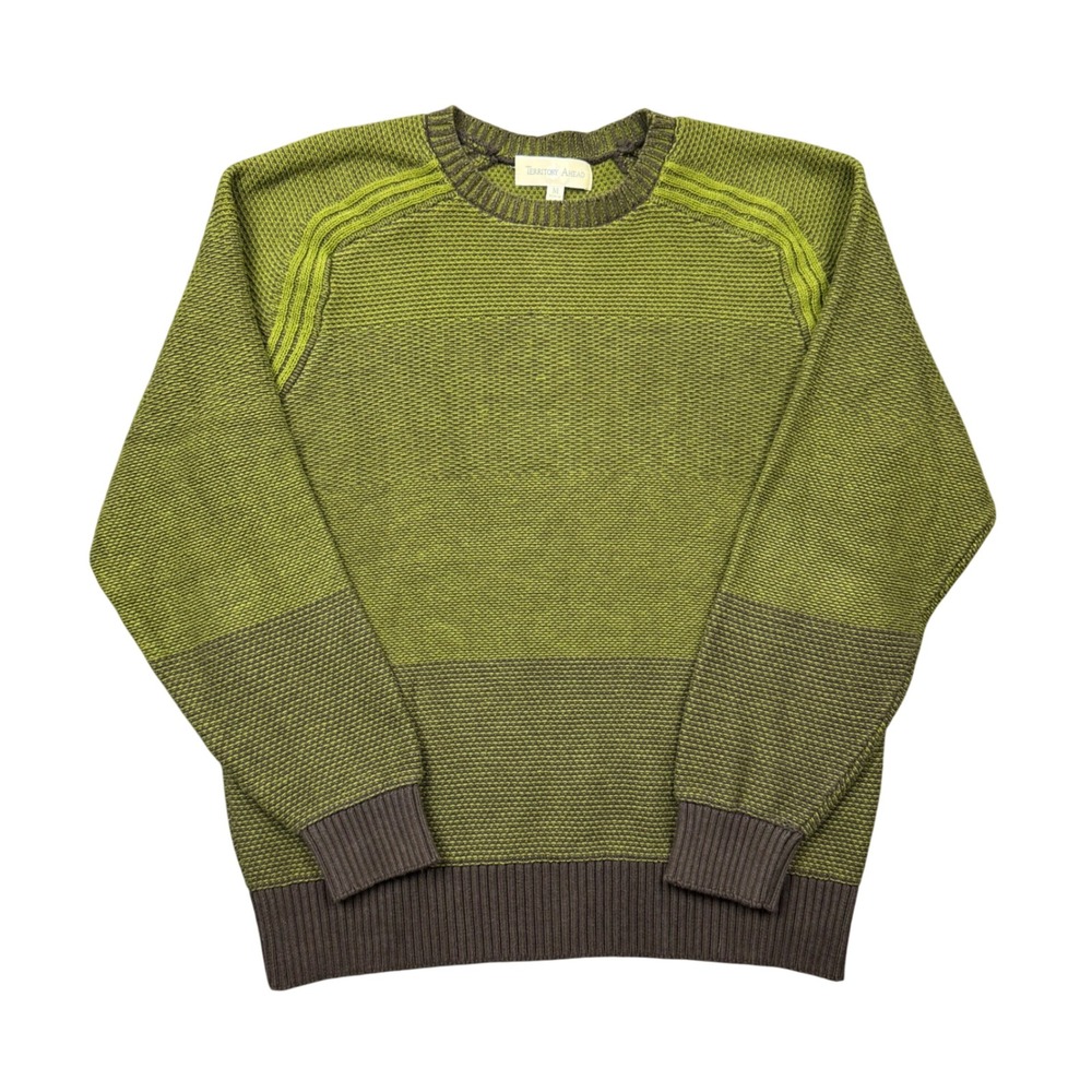 The Territory Ahead Sweater Men Medium Green Brown Knit Earth Tones Granola